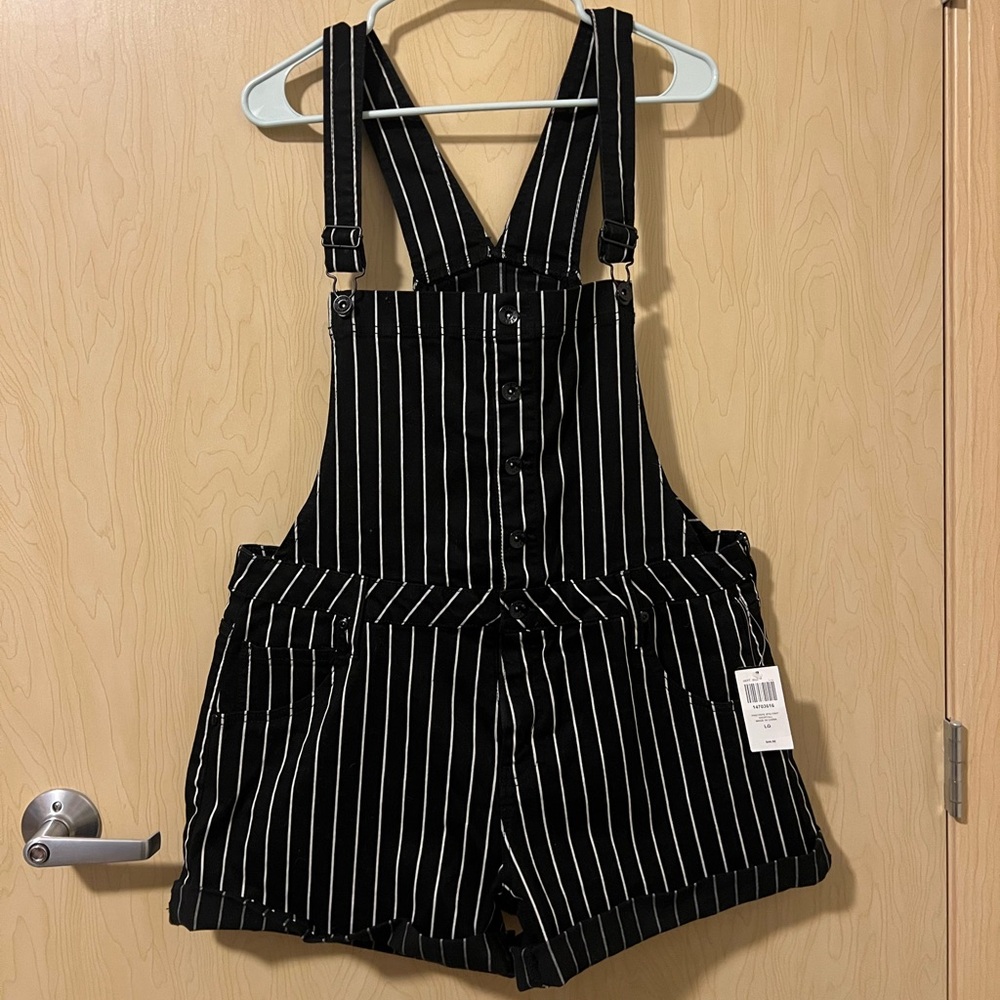 Black and White Striped Overalls